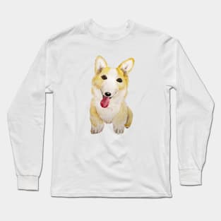 cute corgi dogs watercolor Long Sleeve T-Shirt